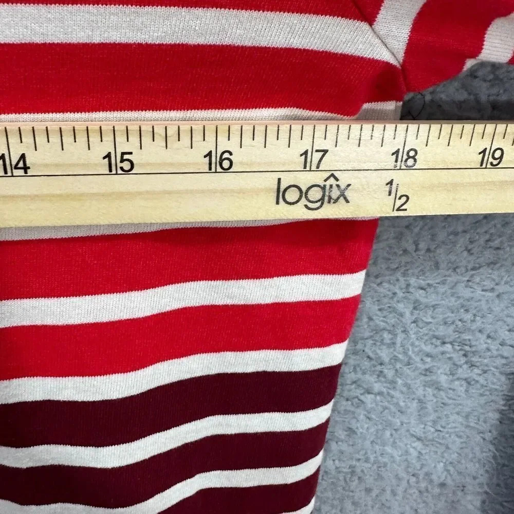 J.Crew womens blouse small red striped long sleeve boat neck cotton nautical - Picture 4 of 7